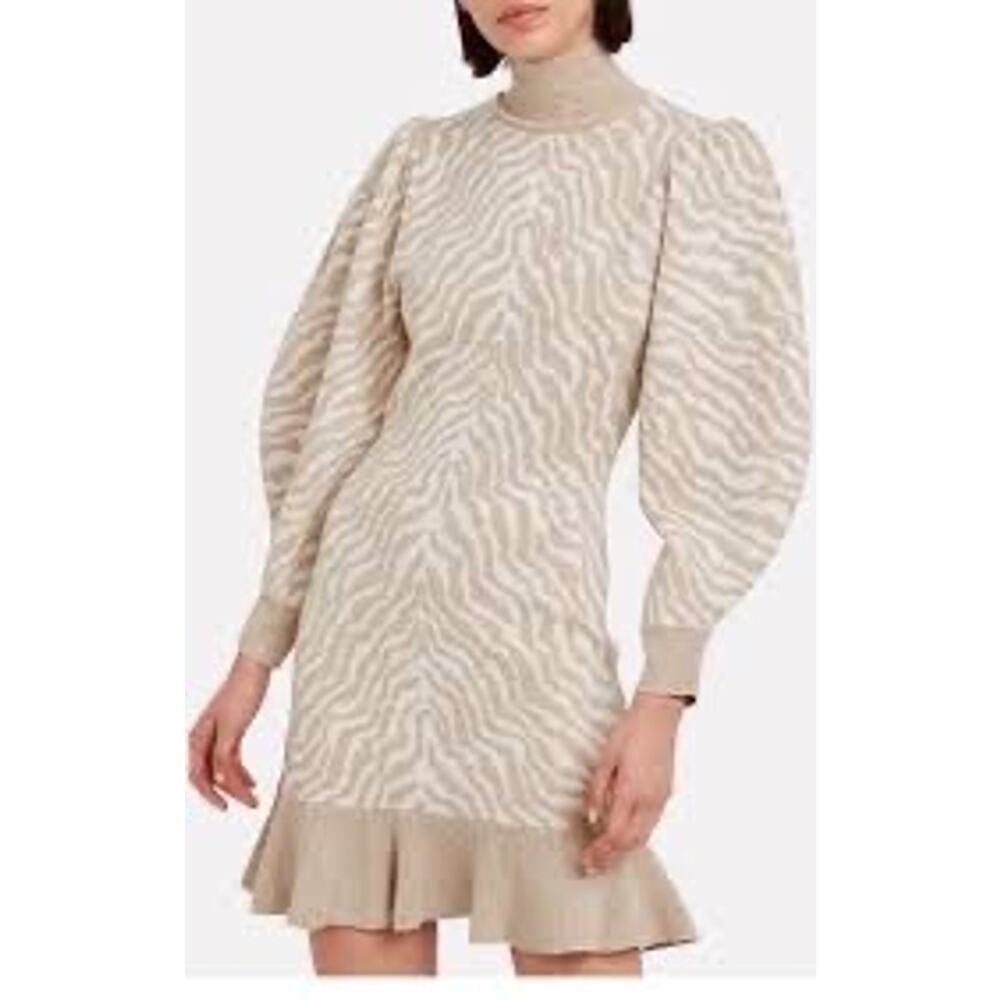 Ulla Johnson Beige Cream Zebra-Print Mini Dress